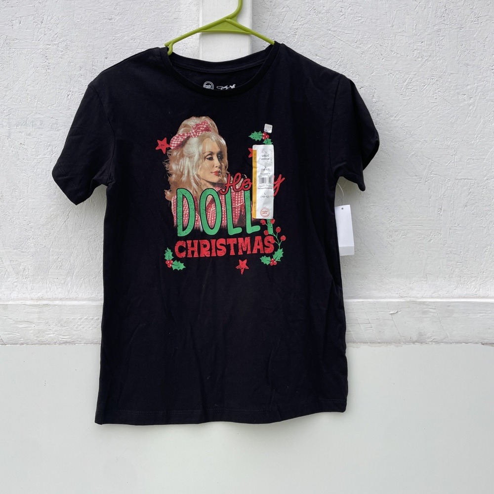Wonder Nation Dolly Parton Graphic Christmas Theme T-Shirt Girls Large 10-12
